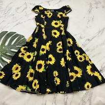 Hearts &amp; Roses London Womens Fit and Flare Dress Size 6 Black Yellow Sun... - £23.18 GBP