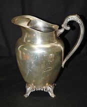 Old Vintage Silver Plated Wm A Rogers Footed Water Pitcher Ice Guard Sil... - $49.49