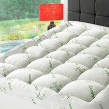 Queen Size Bamboo Mattress Topper Cooling Quilted Mattress Pad Bed Cover... - $69.28