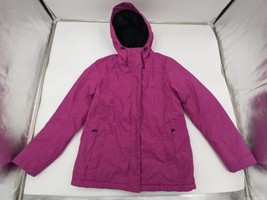 LL Bean Winter Warmer Jacket Nylon Fur Fleece Lined Hood Pink Women Parka Small - £34.10 GBP