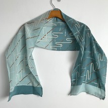Vtg Casca for Magid Silk Scarf Blue Colorblock Rectangle Sheer 10&quot;x49&quot; - £4.53 GBP