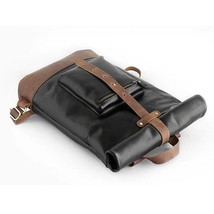 Simple Patchwork Large Capacity Men Leather Backpack Scroll Bag - £124.89 GBP