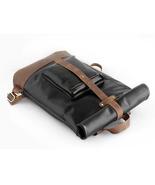 Simple Patchwork Large Capacity Men Leather Backpack Scroll Bag - £124.13 GBP