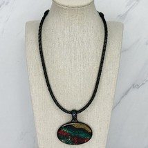 Chico&#39;s Vintage Black Braided with Colorful Pendant Necklace - £15.63 GBP