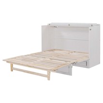 Elegant White Queen Murphy Bed with Storage Drawers, Wood Frame - $18,152.64 MXN