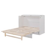 Elegant White Queen Murphy Bed with Storage Drawers, Wood Frame - $18,144.90 MXN