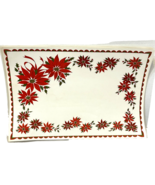 Vintage Christmas Vinyl Placemats Poinsettias Scenes America At Christma... - $16.41