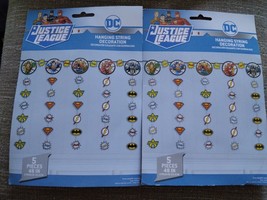 2 JUSTICE LEAGUE Heroes Unite STRING DECORATIONS (5pc) Birthday Party Su... - £9.45 GBP