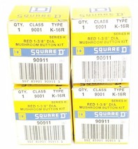 Lot Of 4 Nib Square D 9001K16R Red 1-3/8 Dia. Mushroom Button Kits 9001-K-16R - £62.24 GBP