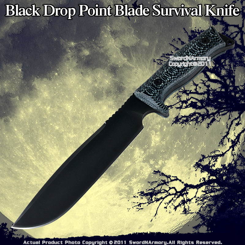 Primary image for Black Drop Point Blade Survival Knife Sheath Whet Stone