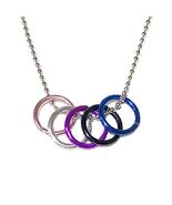 GENDERFLUID PRIDE FREEDOM RINGS NECKLACE 20&quot; Ball Chain LGBTQ Gender Flu... - $13.77 CAD