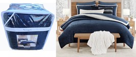 $300 Koolaburra by UGG Dezi Textured King Comforter Navy Blue White Sherpa 3 Pcs - £117.66 GBP