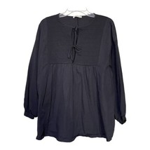 Zara Trafaluc Womens Black Tie Front Long Sleeve Oversized Top Size Small - £11.44 GBP