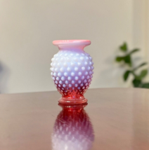 Fenton Cranberry Opalescent Hobnail Vase Cup Flared Art Glass 1940s MCM VTG 3.5” - £19.56 GBP