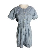 Vintage Gloria Vanderbilt Denim Romper M Blue Striped Buttons Pockets El... - £55.74 GBP