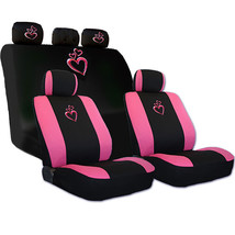 For Toyota Car Truck Seat Covers Set Large Love Heart Black and Pink Cloth - £40.53 GBP