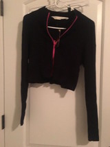 Nicki Minaj Women&#39;s Juniors Black &amp; Pink Zip Up Sweater Jacket Cropped S... - £33.36 GBP