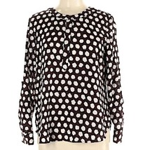 Ann Taylor Geometric Dark Navy and White Half Button Sleeved Blouse Size... - £20.18 GBP