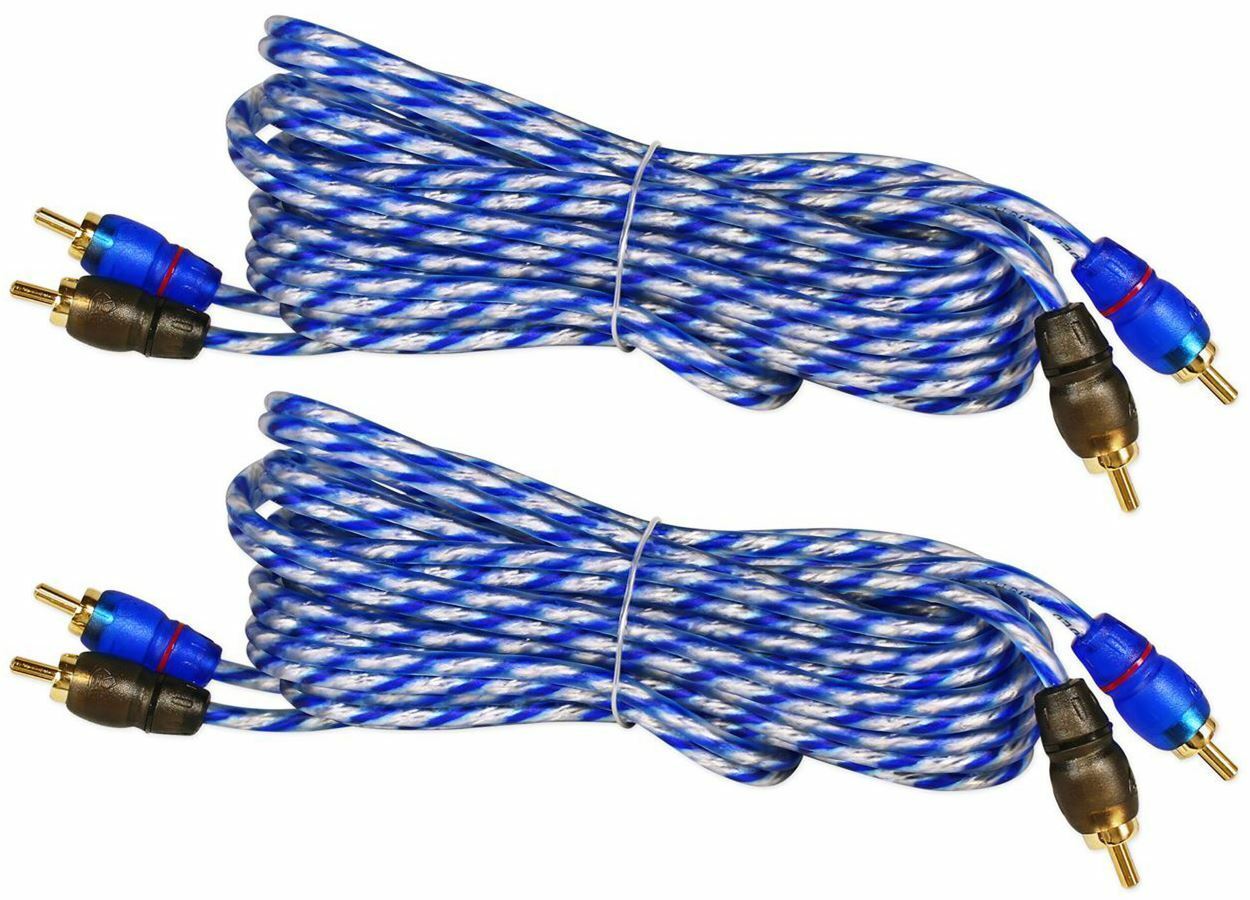 Primary image for (2) Rockville RTR122 12 Foot 2 Channel Twisted Pair Car RCA Cables, 100% Copper