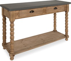 Rustic Wood Base And Concrete Gray Top On The Kate And Laurel Rutledge Farmhouse - £287.00 GBP