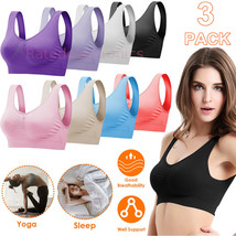 3Pack Sport Bras Seamless Wire Free Weight Support Tank Sports Yoga Sleep Bra US - £15.16 GBP