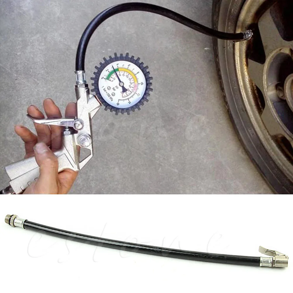 Flexible Clip-On Air Tyre Tire Chuck Inflator Hose for Motorcycle, Bike, Car - £10.33 GBP