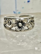 Toe ring flower floral scrollwork band size 3.50 sterling silver women - £22.13 GBP