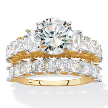 PalmBeach Jewelry 6.28 TCW Gold-Plated Sterling Silver CZ Round Bridal Ring Set - £25.29 GBP