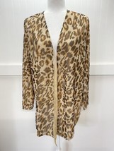 Chicos Leopard Open Front Cardigan 2 (Large) Brown Animal Print Lightwei... - £14.93 GBP