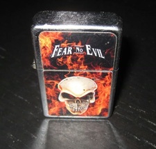 Victor Biker Fear No Evil Death Head Skull Flip Top Chrome Lighter - £8.01 GBP
