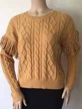 NEW PHILOSOPHY Wheat Fringe Sleeve Detail Super Soft Cozy Cable Sweater ... - £27.49 GBP