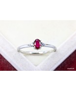 Ruby Dainty 14k Gold/Sterling Silver Ring, Oval Cut Red Gemstone Tiny ri... - £28.52 GBP