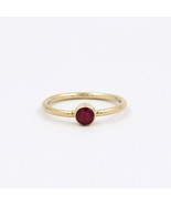925 Sterling Silver  Lab Created Ruby Gemstone Yellow Gold Stacking Ring - $16.26 CAD