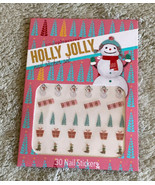 NEW Holly Jolly Christmas Snowman Presents Hohoho 30 Nail Decal Stickers - $6.70 CAD