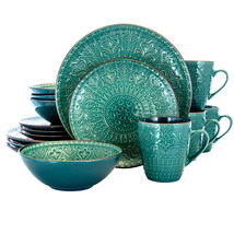 Elama Sea Foam Mozaic 16 Piece Luxurious Stoneware Dinnerware with Compl... - $122.15