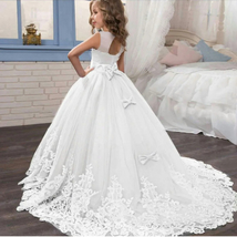 Girls Lace Long Prom Gowns Bridesmaid Kids Dresses For Girls Teens Girl Party Dr - £36.37 GBP
