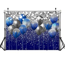 10X8Ft Royal Blue Backdrop Happy Birthday Party Backdrop Banner Royal Blue Glitt - £66.76 GBP
