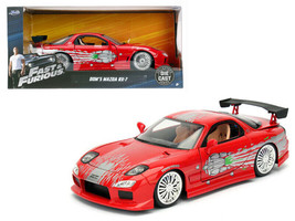 Dom&#39;s Mazda RX-7 Red w Graphics Fast &amp; Furious Movie 1/24 Diecast Car Jada - £32.11 GBP