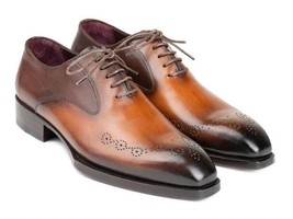 Paul Parkman Mens Shoes Oxfords Brown Camel Goodyear Welted Handmade 536... - $599.99