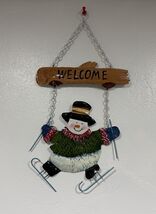 Snowman Sign Wood Metal Painted Hanging Winter Christmas Holiday 15 in x... - $7.87