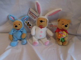 Disney Winnie The Pooh Easter Set Of 3 Plush Beanie New w/ Tags Retired Rare - £25.28 GBP