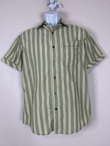 Kuhl Men Size S Green Striped Button Up Shirt Short Sleeve Pocket - £8.78 GBP