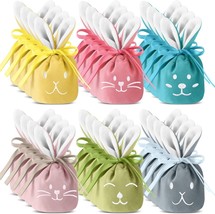 24 Pcs Easter Bunny Gift Bags 4.7 x 3.7 Inch Rabbit Ear Velvet Cute Expression P - £18.80 GBP