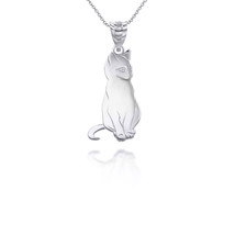 925 Sterling Silver Cat Pendant Necklace - £19.07 GBP+