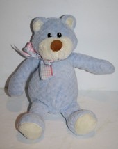 Commonwealth Teddy Bear Rattle 10&quot; Blue Quilted Plush Plaid Bow Stuffed ... - £25.33 GBP