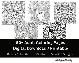 50+ PAGES Adult Coloring Pages/ Unique Designs - £2.00 GBP