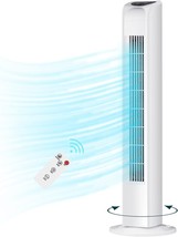 Oscillating Bladeless Tower Fan With Remote, Quiet Cooling Portable, Electric - $39.99