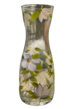 Pier 1 Imports Carafe Glass Hand Painted White Flowers Wine/Beverage 10in NWT - £23.87 GBP