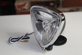 Triangle Headlight Lamp Black Flat Back Custom Motorcycle Chopper Bobber... - £55.53 GBP
