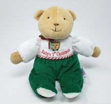 Vintage Eden Baby&#39;s First 1ST Christmas Teddy Bear Stuffed Animal Plush Rattle - £59.98 GBP